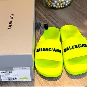 Balenciaga neon slides
